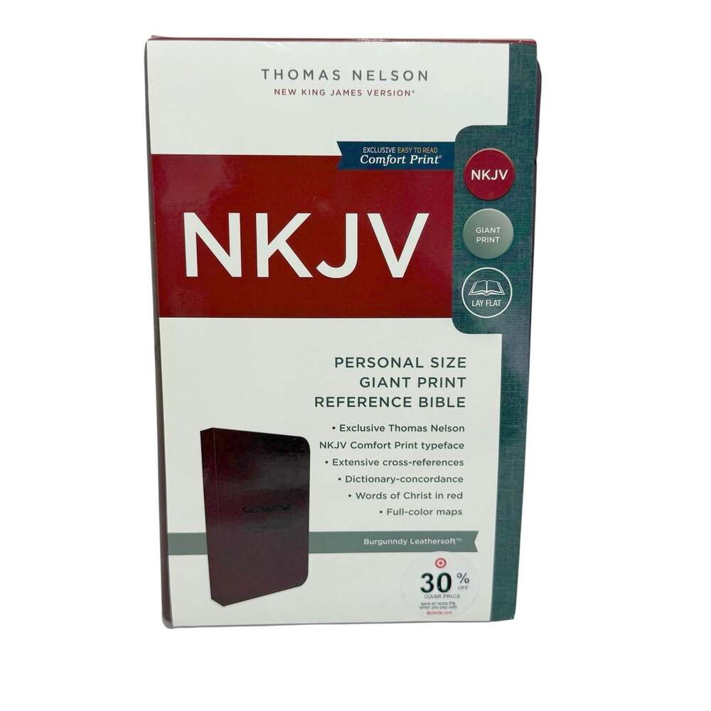 Thomas Nelson NKJV Personal Size Giant Print Reference Bible NEW Maroon
